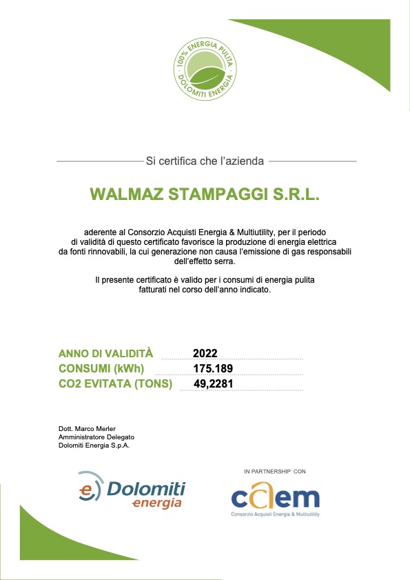 Walmaz Stampaggi CO2 free report 2022
